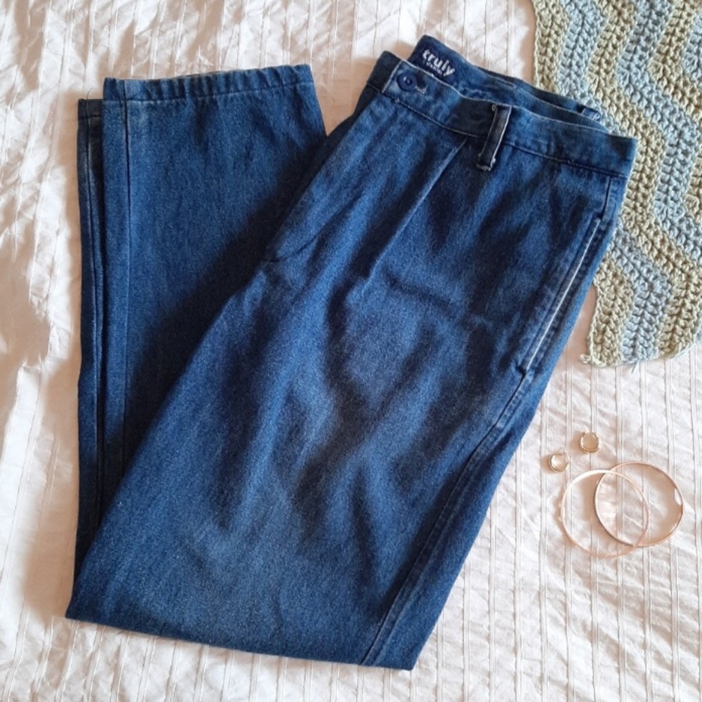 VINTAGE high-rise cotton pleated jeans plus size